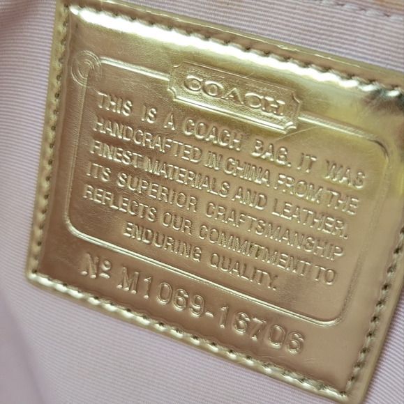 Coach Poppy Elegant Gold And Cream Designer Tote Bag - Picture 10 of 13